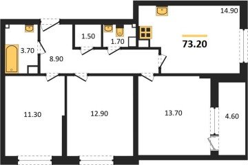 Фото №1: 3-комнатная квартира 73 м², 8/16 эт. - Краснодар, мкр. жилой комплекс Самолёт-6,