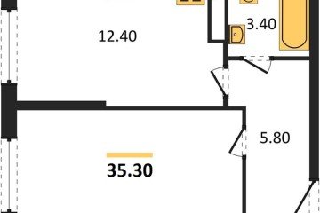 Фото №1: 1-комнатная квартира 35 м², 8/16 эт. - Краснодар, мкр. жилой комплекс Самолёт-6,