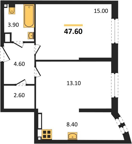 Фото №1: 2-комнатная квартира 47&nbsp;м², 9/16&nbsp;эт. - Краснодар, Прикубанский внутригородской округ, мкр. жилой комплекс Самолёт-6