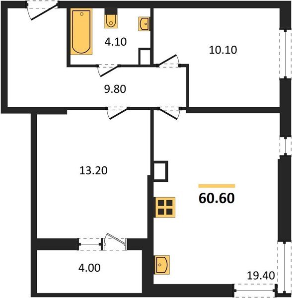 Фото №1: 2-комнатная квартира 60&nbsp;м², 7/16&nbsp;эт. - Краснодар, Прикубанский внутригородской округ, мкр. жилой комплекс Самолёт-6