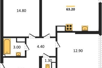 Фото №1: 2-комнатная квартира 63 м², 16/16 эт. - Краснодар, мкр. жилой комплекс Самолёт-6,