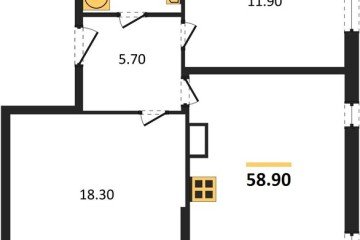 Фото №1: 2-комнатная квартира 58 м², 12/16 эт. - Краснодар, мкр. жилой комплекс Самолёт-6,