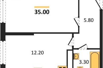 Фото №1: 1-комнатная квартира 35 м², 12/16 эт. - Краснодар, мкр. жилой комплекс Самолёт-6,