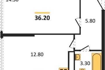 Фото №1: 1-комнатная квартира 36 м², 16/16 эт. - Краснодар, мкр. жилой комплекс Самолёт-6,