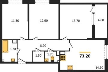 Фото №1: 3-комнатная квартира 73 м², 5/16 эт. - Краснодар, мкр. жилой комплекс Самолёт-6,