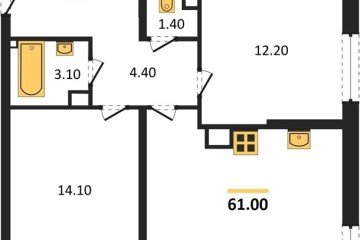 Фото №1: 2-комнатная квартира 61 м², 9/16 эт. - Краснодар, мкр. жилой комплекс Самолёт-6,