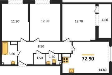 Фото №1: 3-комнатная квартира 72 м², 14/16 эт. - Краснодар, мкр. жилой комплекс Самолёт-6,