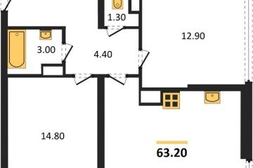 Фото №1: 2-комнатная квартира 63&nbsp;м², 16/16&nbsp;эт. - Краснодар, мкр. жилой комплекс Самолёт-6, 