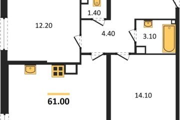 Фото №1: 2-комнатная квартира 61&nbsp;м², 6/16&nbsp;эт. - Краснодар, мкр. жилой комплекс Самолёт-6, 