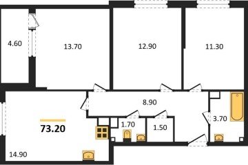 Фото №1: 3-комнатная квартира 73&nbsp;м², 8/16&nbsp;эт. - Краснодар, мкр. жилой комплекс Самолёт-6, 