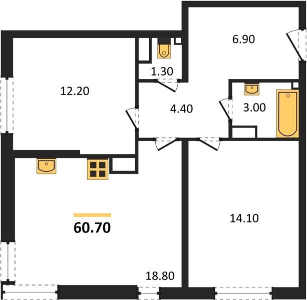 Фото №1: 2-комнатная квартира 60&nbsp;м², 11/16&nbsp;эт. - Краснодар, Прикубанский внутригородской округ, мкр. жилой комплекс Самолёт-6