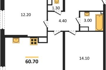 Фото №1: 2-комнатная квартира 60 м², 13/16 эт. - Краснодар, мкр. жилой комплекс Самолёт-6,