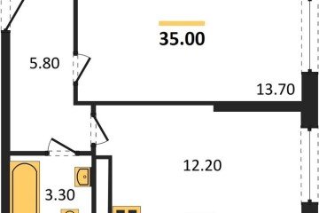Фото №1: 1-комнатная квартира 35 м², 11/16 эт. - Краснодар, мкр. жилой комплекс Самолёт-6,