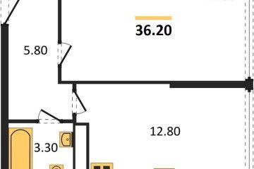 Фото №1: 1-комнатная квартира 36 м², 16/16 эт. - Краснодар, мкр. жилой комплекс Самолёт-6,
