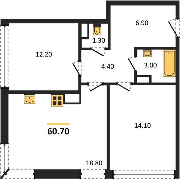 Фото №1: 2-комнатная квартира 60&nbsp;м², 15/16&nbsp;эт. - Краснодар, Прикубанский внутригородской округ, мкр. жилой комплекс Самолёт-6