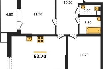 Фото №1: 2-комнатная квартира 62 м², 2/9 эт. - Краснодар, мкр. Парк Победы,