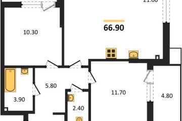 Фото №1: 2-комнатная квартира 66 м², 2/18 эт. - Краснодар, мкр. Парк Победы,