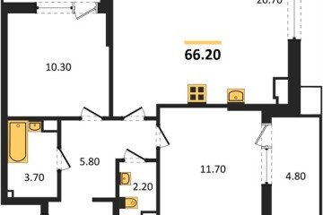 Фото №1: 2-комнатная квартира 66 м², 5/18 эт. - Краснодар, мкр. Парк Победы,