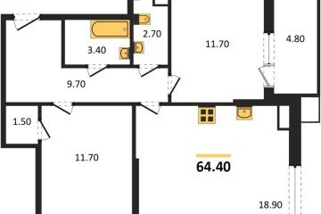 Фото №1: 2-комнатная квартира 64 м², 6/18 эт. - Краснодар, мкр. Парк Победы,
