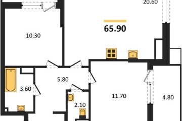 Фото №1: 2-комнатная квартира 65 м², 11/18 эт. - Краснодар, мкр. Парк Победы,