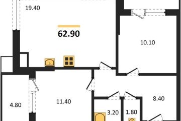 Фото №1: 2-комнатная квартира 62 м², 9/9 эт. - Краснодар, мкр. Парк Победы,