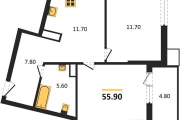 Фото №1: 2-комнатная квартира 55 м², 16/18 эт. - Краснодар, мкр. Парк Победы,