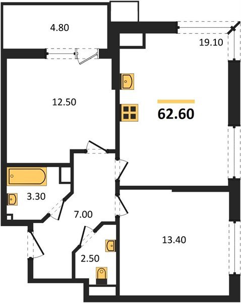 Фото №1: 2-комнатная квартира 62&nbsp;м², 3/18&nbsp;эт. - Краснодар, Прикубанский внутригородской округ, мкр. Парк Победы