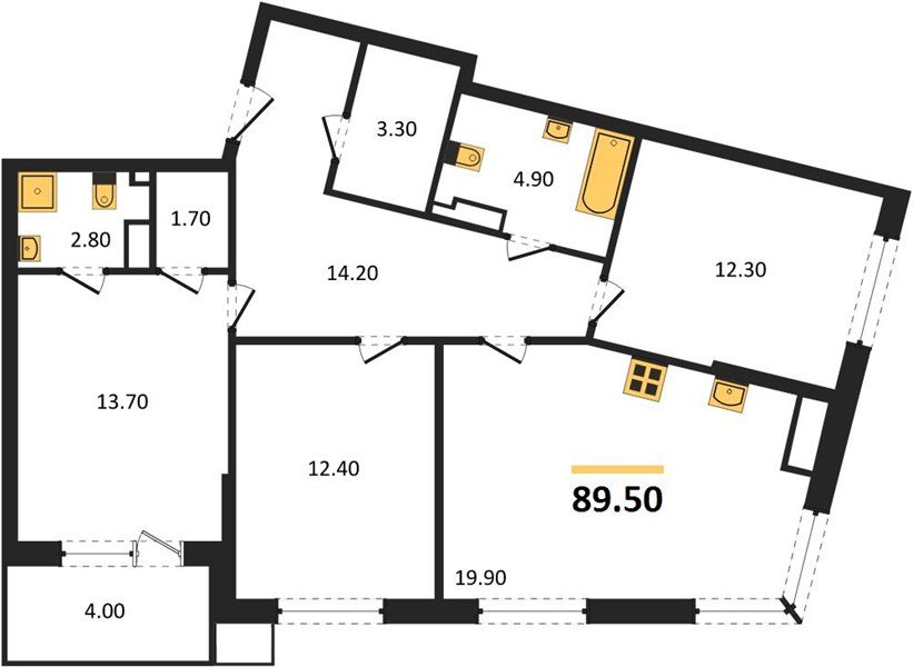 Фото №1: 3-комнатная квартира 89&nbsp;м², 6/18&nbsp;эт. - Краснодар, Прикубанский внутригородской округ, мкр. Парк Победы