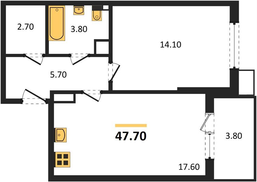 Фото №1: 1-комнатная квартира 47&nbsp;м², 5/18&nbsp;эт. - Краснодар, Прикубанский внутригородской округ, мкр. Парк Победы