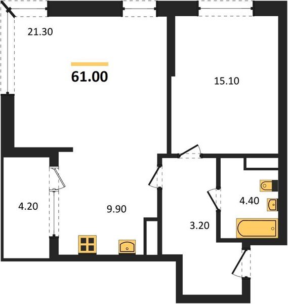 Фото №1: 2-комнатная квартира 63&nbsp;м², 16/18&nbsp;эт. - Краснодар, Карасунский внутригородской округ, мкр. ЖК Первое Место, ул. Виктора Казанцева, 1.3лит1