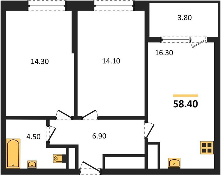 Фото №1: 2-комнатная квартира 60&nbsp;м², 14/18&nbsp;эт. - Краснодар, Карасунский внутригородской округ, мкр. ЖК Первое Место, ул. Виктора Казанцева, 1.3лит1