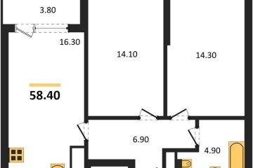 Фото №1: 2-комнатная квартира 60 м², 17/18 эт. - Краснодар, мкр. ЖК Первое Место, ул. Виктора Казанцева, 1.3лит1