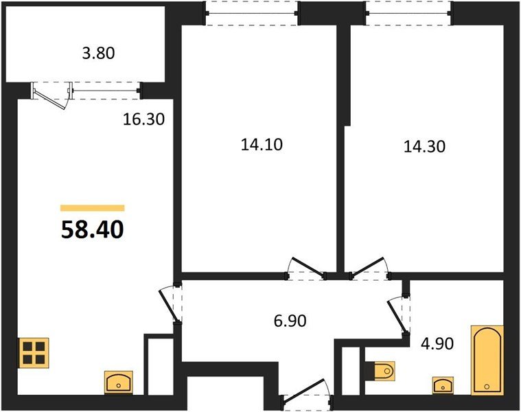Фото №1: 2-комнатная квартира 60&nbsp;м², 17/18&nbsp;эт. - Краснодар, Карасунский внутригородской округ, мкр. ЖК Первое Место, ул. Виктора Казанцева, 1.3лит1