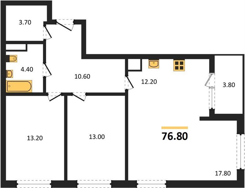 Фото №1: 2-комнатная квартира 78&nbsp;м², 12/18&nbsp;эт. - Краснодар, мкр. Карасунский внутригородской округ, ул. Виктора Казанцева