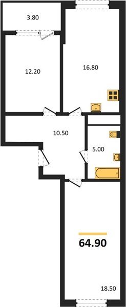 Фото №1: 2-комнатная квартира 66&nbsp;м², 13/18&nbsp;эт. - Краснодар, Карасунский внутригородской округ, мкр. ЖК Первое Место
