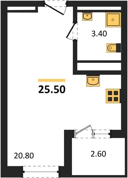 Фото №1: Студия 26&nbsp;м², 9/18&nbsp;эт. - Краснодар, Карасунский внутригородской округ, мкр. ЖК Первое Место