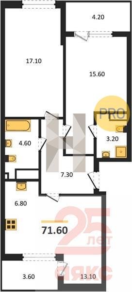 Фото №1: 2-комнатная квартира 71 м² - Краснодар, Карасунский внутригородской округ, 