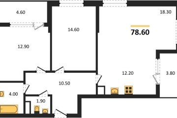 Фото №1: 2-комнатная квартира 82 м², 3/18 эт. - Краснодар, мкр. ЖК Первое Место,