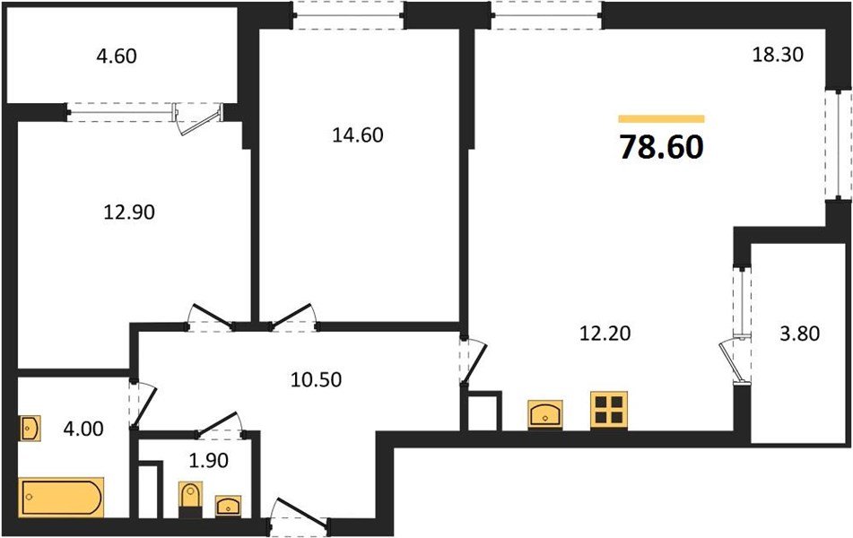 Фото №1: 2-комнатная квартира 82&nbsp;м², 3/18&nbsp;эт. - Краснодар, Карасунский внутригородской округ, мкр. ЖК Первое Место