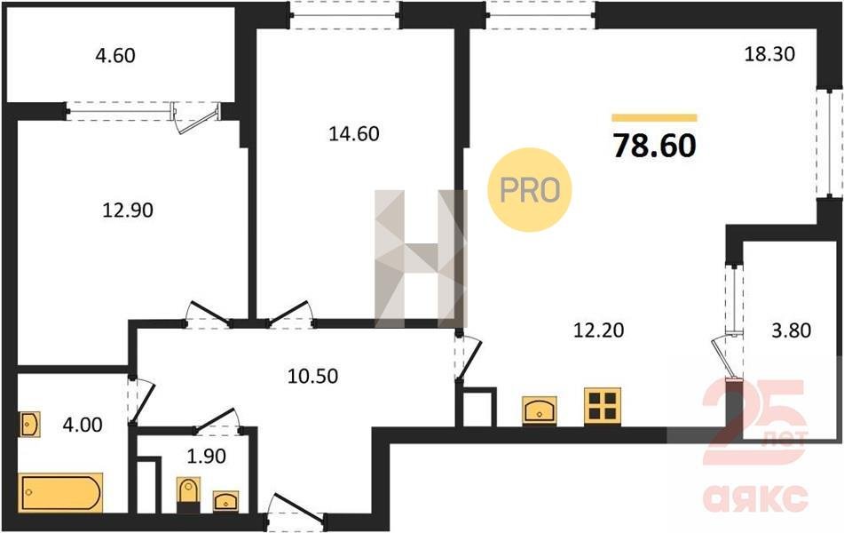 Фото №1: 2-комнатная квартира 78 м² - Краснодар, Карасунский внутригородской округ, 