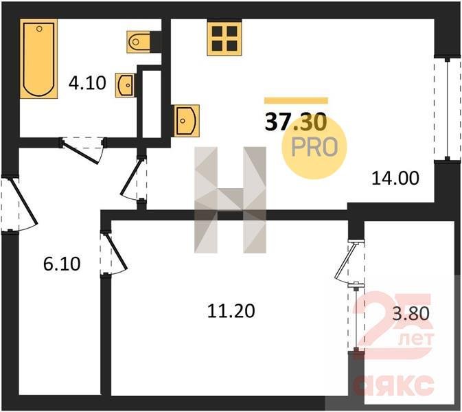 Фото №1: 1-комнатная квартира 37 м² - Краснодар, Карасунский внутригородской округ, ул. Виктора Казанцева, 1.4лит2