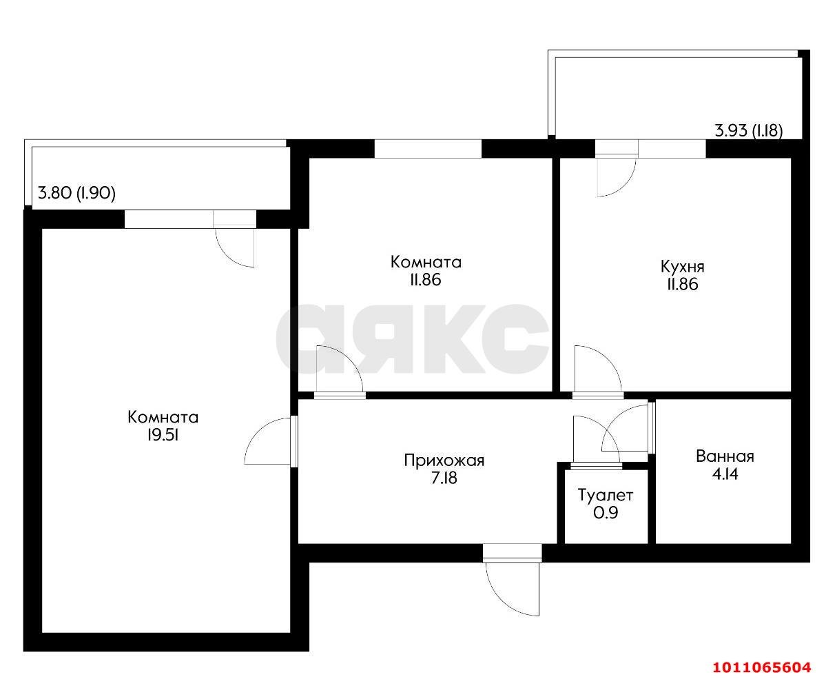 Фото №6: 2-комнатная квартира 64 м² - Краснодар, Молодёжный, ул. Душистая, 25