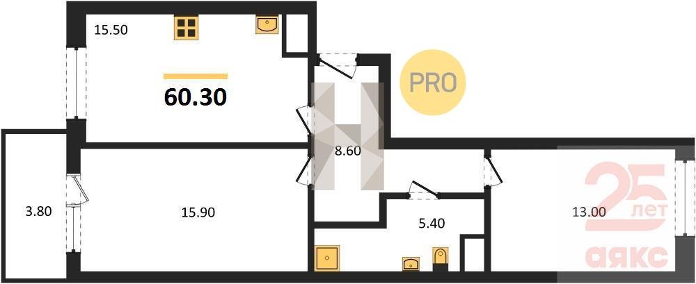 Фото №1: 2-комнатная квартира 60 м² - Краснодар, Карасунский внутригородской округ, ул. Виктора Казанцева, 1.4лит2