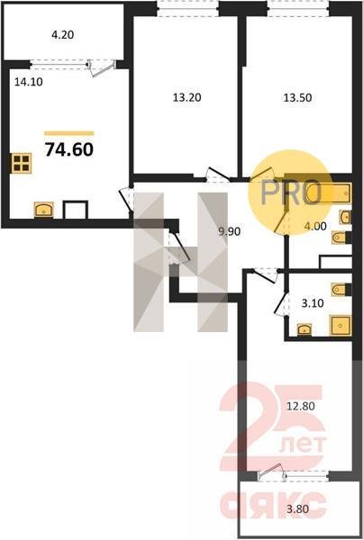 Фото №1: 3-комнатная квартира 74 м² - Краснодар, Карасунский внутригородской округ, ул. Виктора Казанцева, 1.4лит2