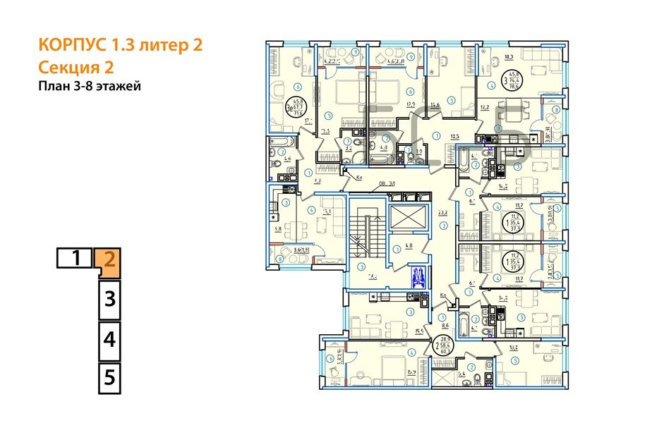 Фото №8: 2-комнатная квартира 82&nbsp;м², 5/18&nbsp;эт. - Краснодар, Карасунский внутригородской округ, мкр. ЖК Первое Место, ул. Виктора Казанцева, 1.3лит2