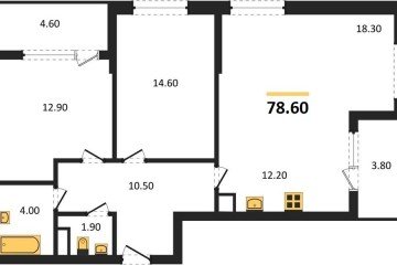 Фото №1: 2-комнатная квартира 82 м², 5/18 эт. - Краснодар, мкр. ЖК Первое Место, ул. Виктора Казанцева, 1.3лит2