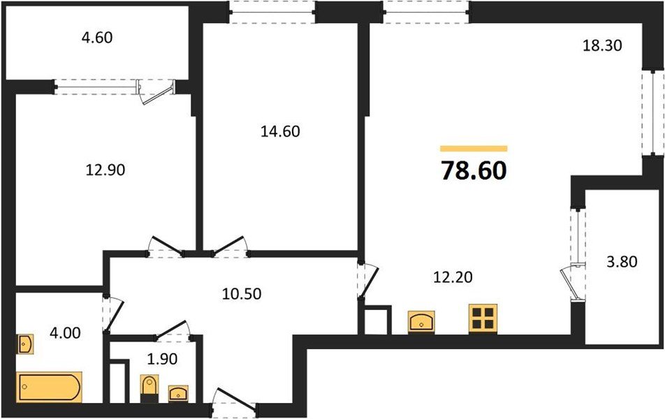 Фото №1: 2-комнатная квартира 82&nbsp;м², 5/18&nbsp;эт. - Краснодар, Карасунский внутригородской округ, мкр. ЖК Первое Место, ул. Виктора Казанцева, 1.3лит2