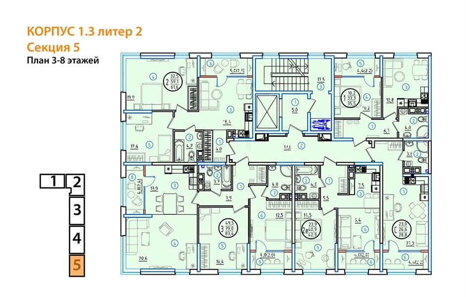 Фото №8: Студия 31&nbsp;м², 5/18&nbsp;эт. - Краснодар, Карасунский внутригородской округ, мкр. ЖК Первое Место, ул. Виктора Казанцева, 1.3лит2