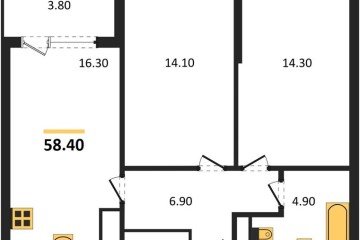 Фото №1: 2-комнатная квартира 60 м², 9/18 эт. - Краснодар, мкр. ЖК Первое Место, ул. Виктора Казанцева, 1.3лит2