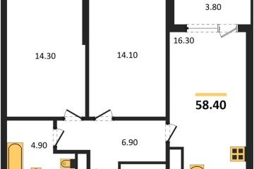 Фото №1: 2-комнатная квартира 60 м², 17/18 эт. - Краснодар, мкр. ЖК Первое Место, ул. Виктора Казанцева, 1.3лит2